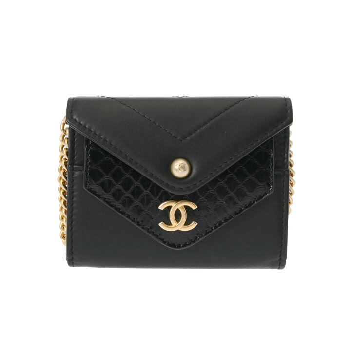 楽天市場】CHANEL シャネル Vステッチ チェーンウォレット ブラック 