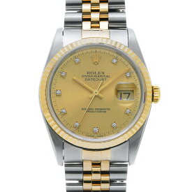 ロレックス デイトジャスト 10Pダイヤ 16233G X番(1991年頃製造) シャンパン/ダイヤモンド メンズ 腕時計 自動巻き 中古 銀蔵