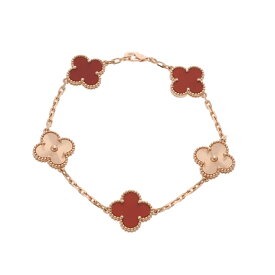 【〜7/26 最大5万円クーポン】VAN CLEEF & ARPELS ヴァンクリーフ＆アーペル ヴィンテージ アルハンブラ 5モチーフ ギヨシェ VCARP7RP00 レディース K18ピンクゴールド PG ブレスレット Aランク 中古【ローン24回払い無金利】 銀蔵