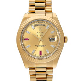 ロレックス デイデイト II 218238BG ランダムシリアル シャンパン/ダイヤモンド/ルビー メンズ 腕時計 自動巻き 中古 銀蔵