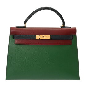 【〜3/11 最大5万円クーポン】HERMES エルメス ケリー 32外縫い 2WAY ルージュアッシュ/ヴェール/ブルーインディゴ ○U刻印(1991年頃) レディース クシュベル ハンドバッグ Bランク 中古【ローン24回払い無金利】 銀蔵