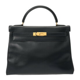 【〜3/11 最大5万円クーポン】HERMES エルメス ケリー 32 外縫い ネイビー ○Y刻印(1995年頃) レディース ボックスカーフ 2WAYバッグ ABランク 中古【ローン24回払い無金利】 銀蔵