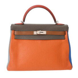 【〜3/11 最大5万円クーポン】HERMES エルメス ケリー 32 アルルカン 内縫い オレンジ/エタン/サンギーヌ ブルーラン/ミコノス □P刻印(2012年頃) レディース トリヨンクレマンス ハンドバッグ ABランク 中古【ローン24回払い無金利】 銀蔵