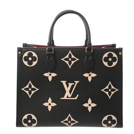 【〜3/11 最大5万円クーポン】LOUIS VUITTON ルイヴィトン モノグラムアンプラント オンザゴー MM 2WAYトート ブラック/ベージュ M45495 レディース レザー ハンドバッグ Aランク 中古 銀蔵
