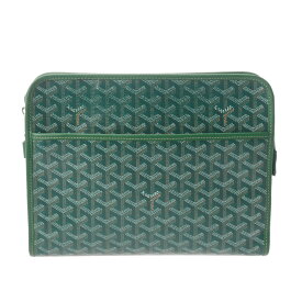 GOYARD ゴヤール ジュバンス GM グリーン ユニセックス シュヴロッシュカーフスキン/ゴヤールディンキャンバス ポーチ Bランク 中古 銀蔵