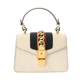 GUCCI グッチ シルヴィ ミニ ホワイト 470270 レディース レザー キャンバス ショルダーバッグ ABランク 中古 銀蔵