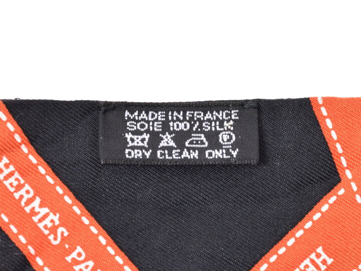 楽天市場】エルメス・HERMES ツイリー リボン柄 黒 オレンジ系 シルク 