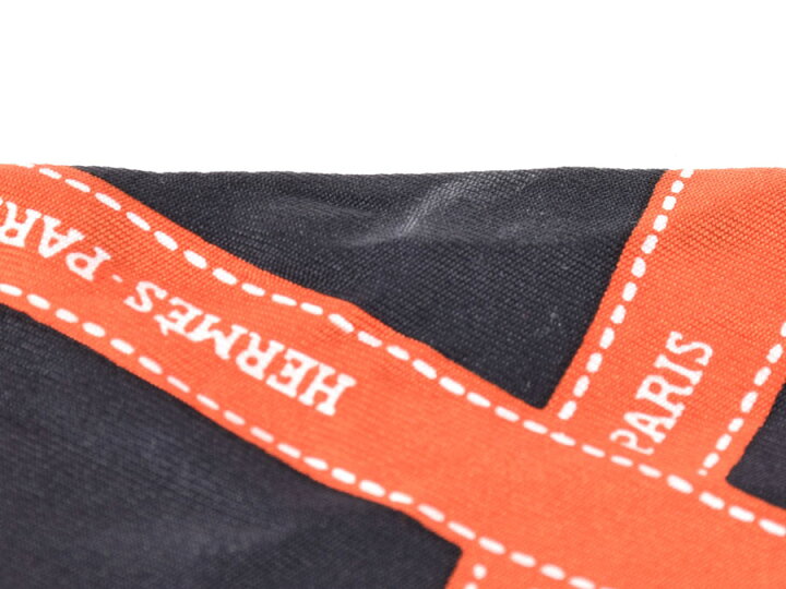 楽天市場】エルメス・HERMES ツイリー リボン柄 黒 オレンジ系 シルク 