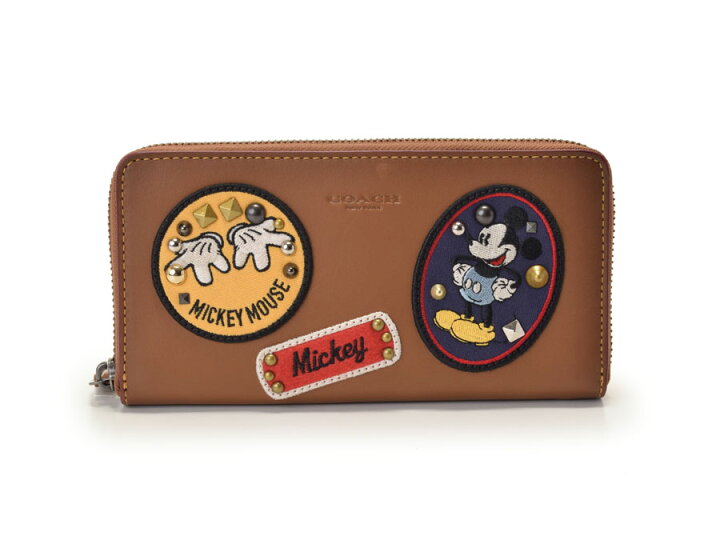 楽天市場】中古 コーチ ラウンドファスナー長財布 茶 レザー Disney  