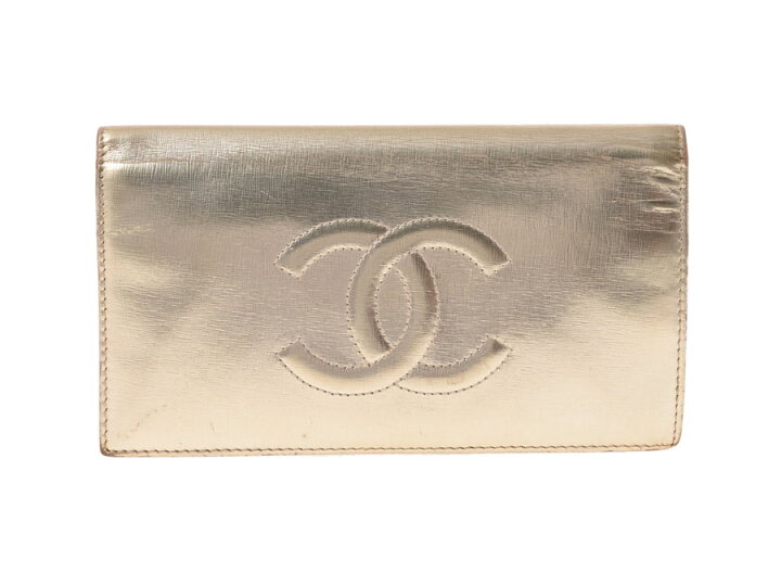 楽天市場】中古 シャネル ココマーク 二ツ折長財布 ゴールド CHANEL 