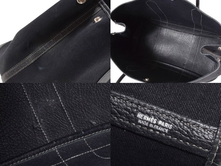 楽天市場】エルメス・HERMES ガーデンパーティPM キャンバス 黒 I刻印 