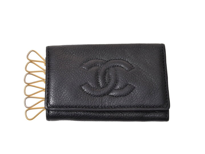 楽天市場】シャネル・CHANEL 6連キーケース キャビアスキン 黒【中古  