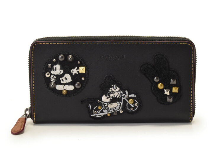 楽天市場】中古 コーチ ラウンドファスナー長財布 ミッキー 黒 Disney 