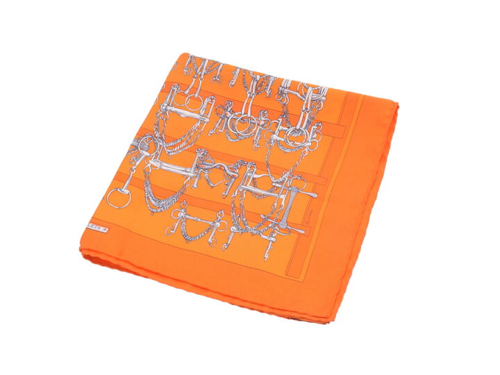 楽天市場】中古 エルメス ハンカチ シルク100％ オレンジ HERMES 