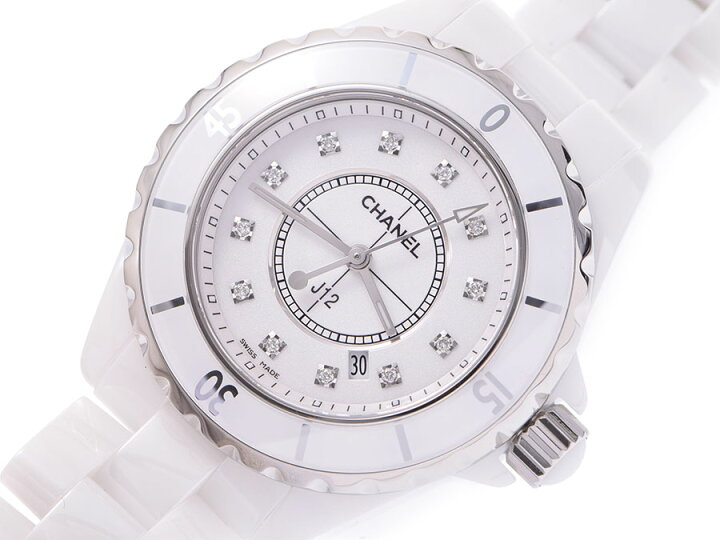 楽天市場】中古 シャネル J12 33mm 白セラミック 12Pダイヤ H1628 修理  