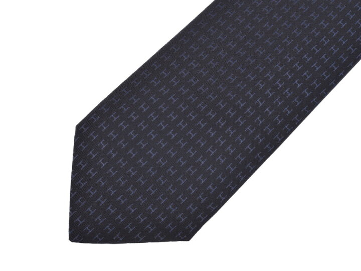 楽天市場】新品 エルメス ネクタイ H柄 シルク100％ 黒/マリン HERMES 