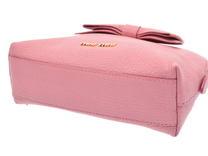 楽天市場】中古 ミュウミュウ リボン ポーチ レザー ピンク MIUMIU 