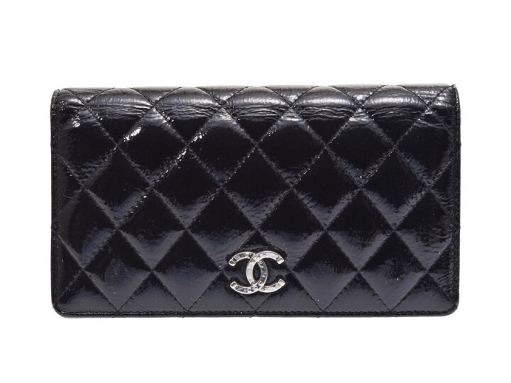 楽天市場】シャネル マトラッセ 二ツ折長財布 黒 SV金具 レディース  
