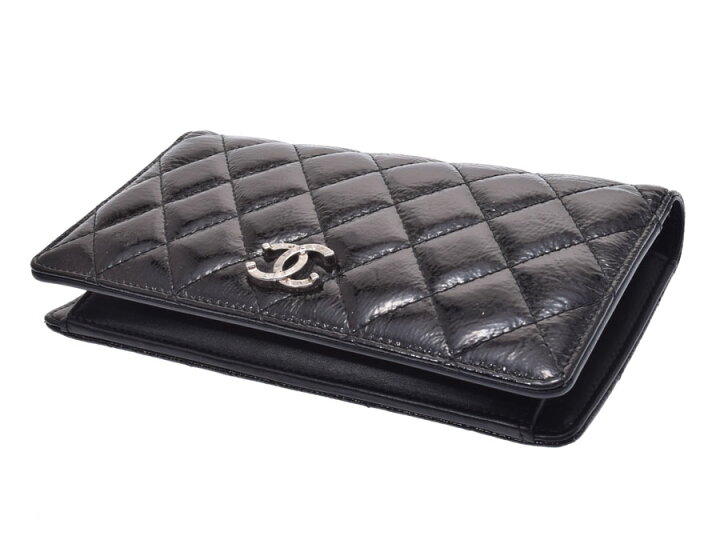 楽天市場】シャネル マトラッセ 二ツ折長財布 黒 SV金具 レディース  