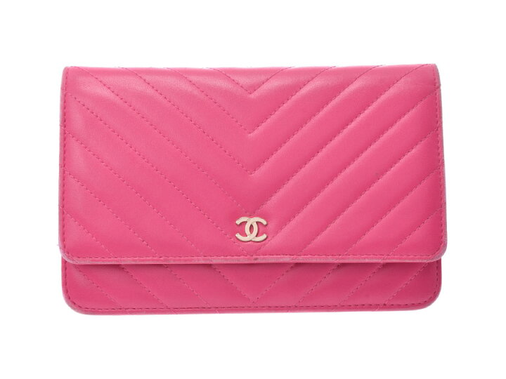 楽天市場 シャネル Vステッチ チェーンウォレット ピンク G金具 レディース ラムスキン バッグ 財布 Bランク Chanel 箱 ギャラ 中古 銀蔵 銀蔵 楽天市場店