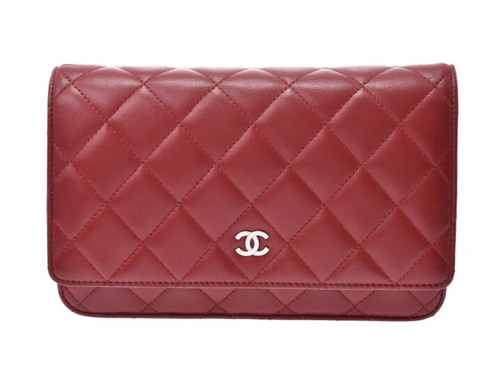 楽天市場】シャネル マトラッセ チェーンウォレット 赤 SV金具 