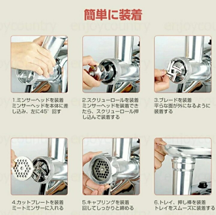 Rosoy 電動ミンサー 肉挽き器 110V カットプレート付き ミートグラインダー 野菜みじん切り 腸詰め機 家庭用 業務用 (ブ