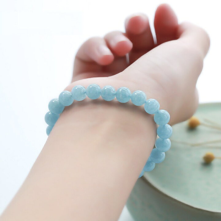 楽天市場】アクアマリンブレスレット 1巻 天然 内周14cm～18cm アクア 