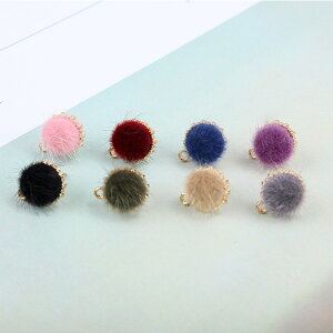 カン付き ファー ピアスパーツ ラウンド スタッドピアス アクセサリーパーツ ハンドメイド キャッチ付き アクセサリー パーツ 素材 材料 14mm 20G 4個