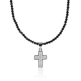 ブラックスピネル クロス ネックレス メンズ レディース 天然石 パワーストーン クロス 十字架 ステンレス クリスマス プレゼント 男性 女性 高級 ブラック スピネル 金属アレルギー 魔除け お守り 美しい キラキラ