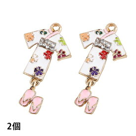 浴衣 チャーム カン付き アクセサリーパーツ ハンドメイド 手芸 揺れる ジルコニア 素材 材料 2個