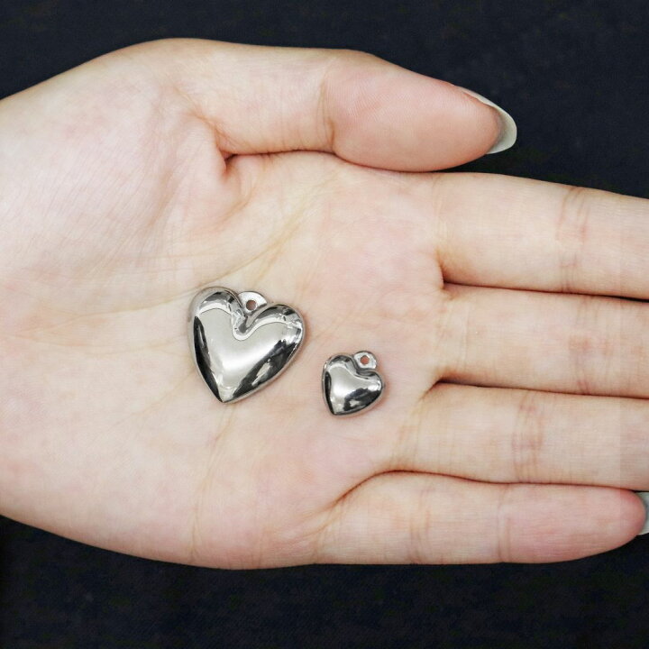 楽天市場】立体 ハート チャーム アクセサリーパーツ ステンレス 
