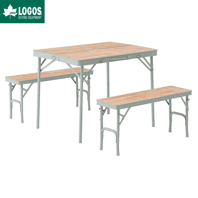 品質保証 在庫処分 LOGOS ロゴス アウトドア ベンチテーブルセット 木 4人用