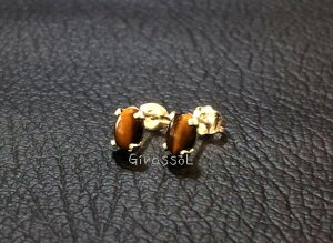 タイガーアイOV6×4mmSV925ピアス