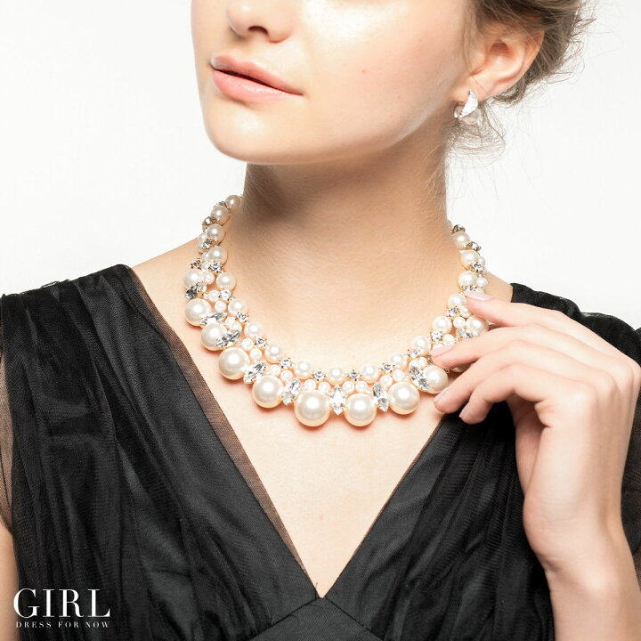 楽天市場】【メール便送料無料】ネックレス パール 結婚式 ビジュー  