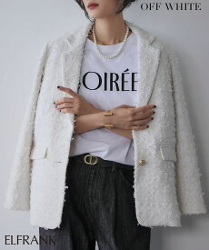 【1000円OFF】ジャケット レディース きれいめ ブルゾン カジュアル アウター ライトアウター 羽織り 長袖 ミディアム丈 おしゃれ 大人 ゆったり 着痩せ 体型カバー シンプル 大きいサイズ かわいい 可愛い テーラードジャケット テーラード ツイード ゴールド釦