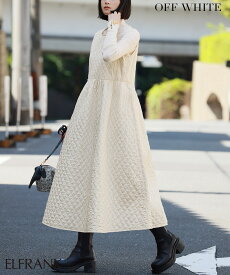 【57％OFF】ワンピース 秋 秋冬 レディース カジュアル きれいめ ロング ナチュラル 大きいサイズ シンプル ゆったり 可愛い かわいい おしゃれ 大人 体型カバー ミモレ丈 ハイウエスト キルティング生地 リボン フレア 春 冬
