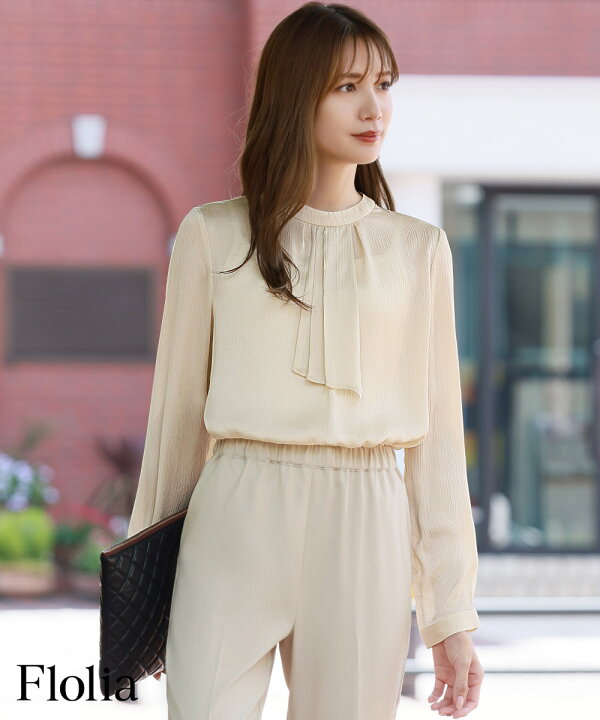 楽天市場 5991円 21日13時までクーポン利用で ブラウス レディース オフィス 長袖 シャツ 春夏用 おしゃれ フォーマル 白 大きいサイズ ビジネス スーツ 上品 シンプル きれいめ 通勤 カジュアル 無地 大きめ 袖付き 袖あり ドット リボン クルーネック ママ 春 夏 秋