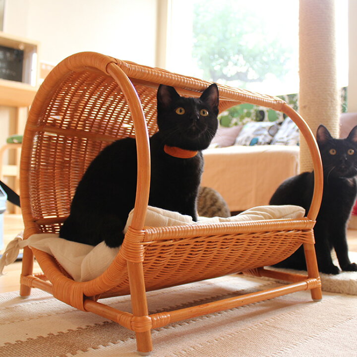 楽天市場 ラタン トンネルベッド キャットベッド 猫用ベッド ベッド ハウス クッション 犬用 かわいい おしゃれ 猫用 ネコ いぬ 犬 イヌ Uminecco ウミネッコ