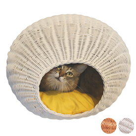 N4-style ラタンエッグハウス 【メッセージカード対応】 猫用 ベッド ペットベッド ラタン ホワイト ハニー 上品 可愛い 卵型 コクーン