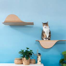 MYZOO マイズー Stingray 単品 【メッセージカード対応】 猫 キャットステップ 木製 おしゃれ キャットウォーク 大型猫 北欧 インテリア 壁付け 棚板