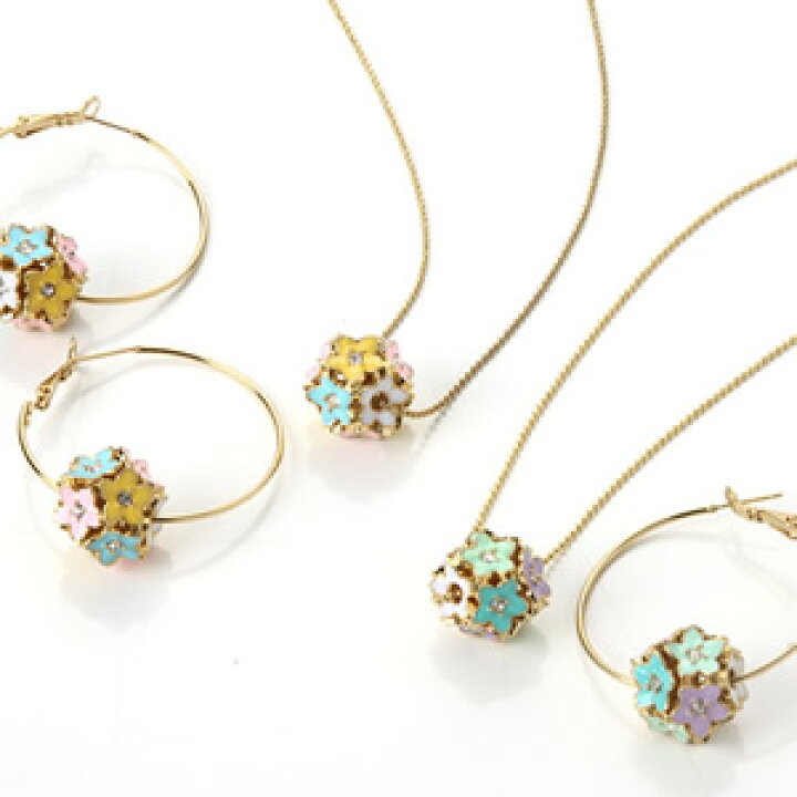 楽天市場】キュービックジルコニア フラワーボール ネックレス＆ピアス 