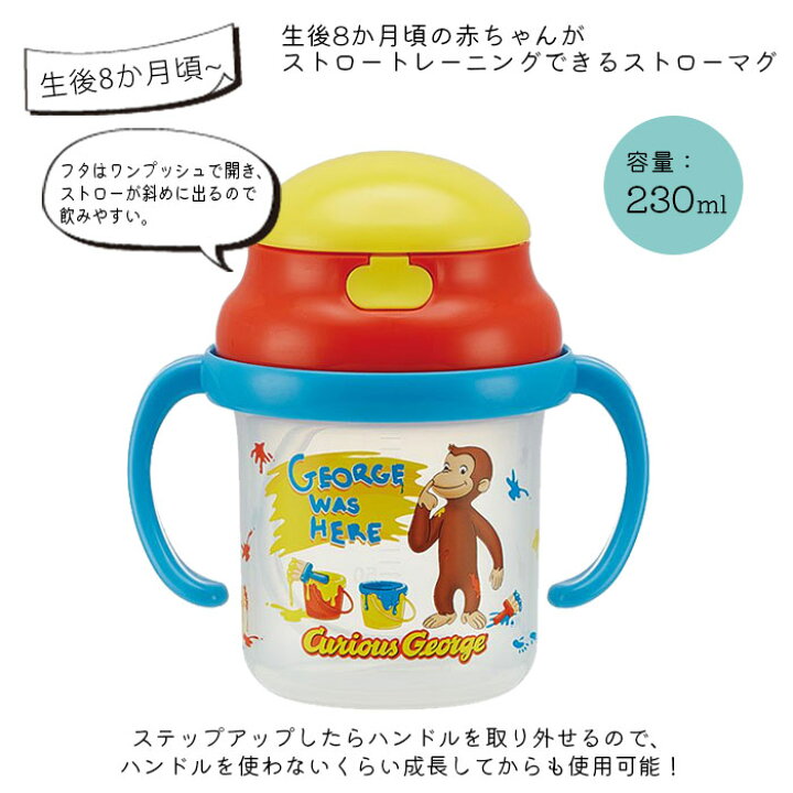楽天市場 ストローマグ おさるのジョージ 赤ちゃん マグ ストロー ストローホッパー 両手マグ ベビーマグ ベビー キャラクター ホッパー ベビーグッズ ベビー用品 プラスチック ディズニー ストロー飲み練習 両手マグ 230ml Ksh2 Zakka Green