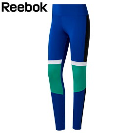 リーボック Reebok レギンス レディース ロングタイツ スパッツ MYT カラーブロックタイツ タイツ ブルー XS/S/M FVO53 トレーニング ウェア ヨガ ジム フィットネス おしゃれ ブランド スポーツ メール便 送料無料