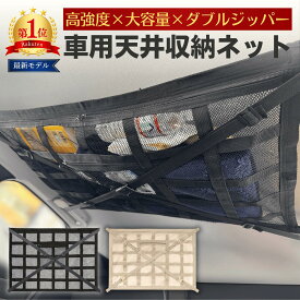 【3冠獲得】車 天井ネット ダブルジッパー 車内天井ネット 車天井収納 収納 ネット 荷物 カーゴネット ヘッドスペースネット ラゲッジネット 車中泊 車用 カー用品 整理整頓 アウトドア