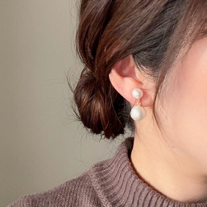 楽天市場 ピアス パール イヤリング 金属アレルギー ステンレス 揺れる コットンパール 2粒 愛い 軽い プレゼント 女性 ギフト 母の日 クリスマス レディース アクセサリー ラッピング無料 Give You A Gift