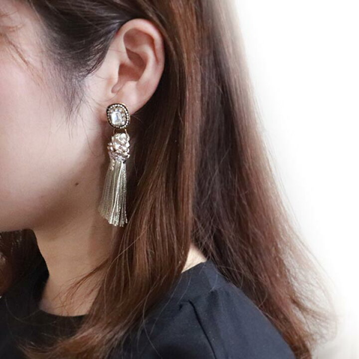 楽天市場】ピアス 大ぶり イヤリング フリンジ タッセル 大きめ 