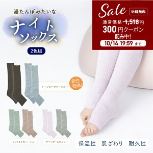 【秋冬ITEM】2足組 あったか靴下 あったか 暖かい 【湯たんぽみたいなあったかナイトソックス 2色組】 冷え対策 ル