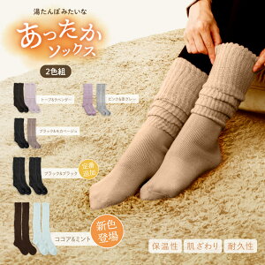 【秋冬ITEM】【楽天1位】 2足組 あったか靴下 あったか 暖かい 【湯たんぽみたいなあったかソックス2色組】 冷え対