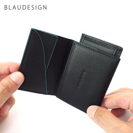 BLAUDESIGN Wallet Two in One ブラウデザイン 2in1ウォレット ブラック イタリアンレザー 着脱式カードケース＆コインケース 世界最小クラス 小型財布 小さいサイフ キャッシュレス
