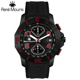 ルネモーリス インフィニート Rene Mouris Infinite 90121RM3 クロノグラフ メンズ腕時計 黒文字盤 ブラックケース＆ベゼル